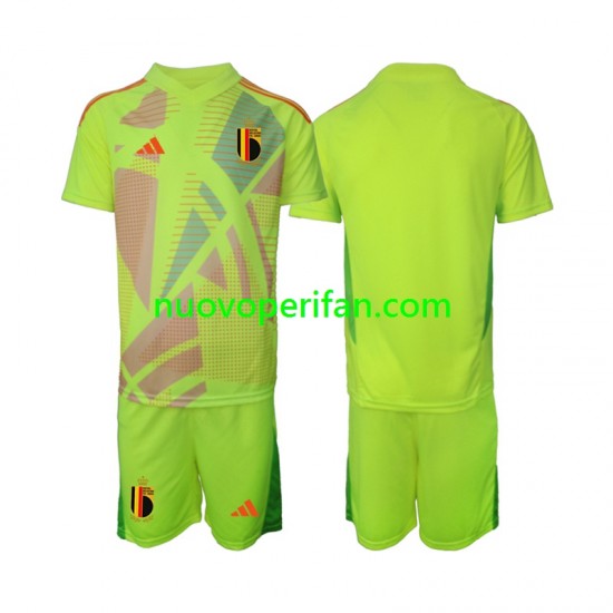 Maglie da Calcio Belgio Portiere Bambino Trasferta Tenuta Euro 2024 Maniche Corte
