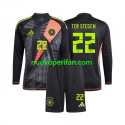 Maglie da Calcio Germania Ter Stegen 22 Portiere Bambino Prima Tenuta Euro 2024 Maniche Lunghe