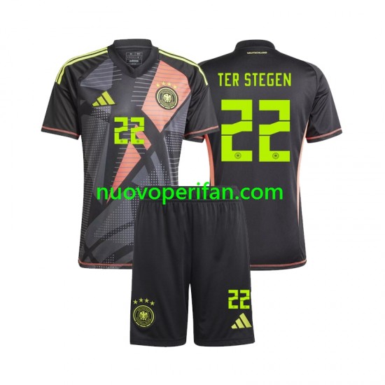 Maglie da Calcio Germania Ter Stegen 22 Portiere Bambino Prima Tenuta Euro 2024 Maniche Corte