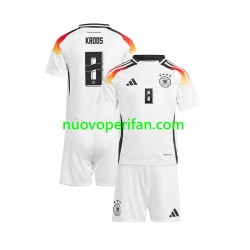 Maglie da Calcio Germania Toni Kroos 8 Bambino Prima Tenuta Euro 2024 Maniche Corte