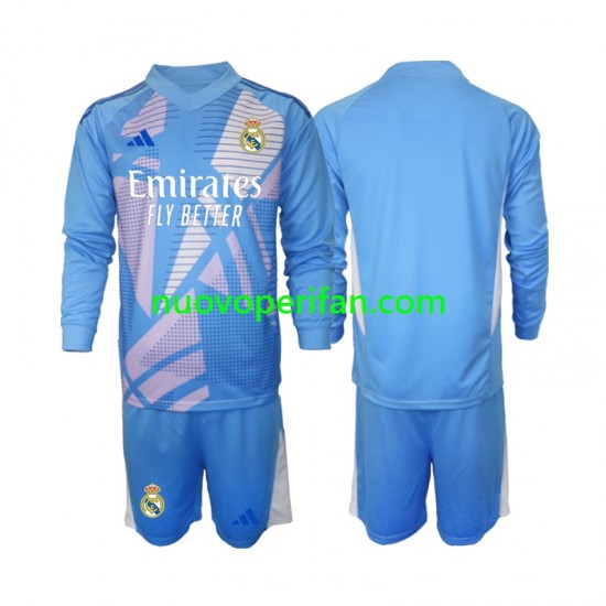 Maglie da Calcio Real Madrid Portiere Bambino Prima Tenuta 2024-2025 Maniche Lunghe
