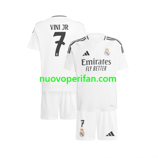 Maglie da Calcio Real Madrid Vinicius Junior 7 Bambino Prima Tenuta 2024-2025 Maniche Corte