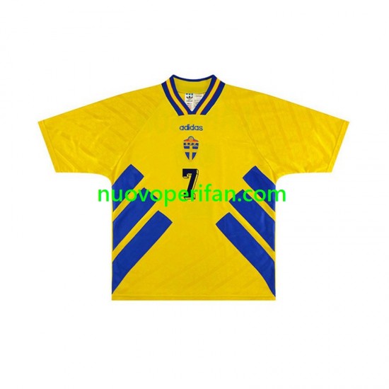 Maglie da Calcio Svezia Henrik Larsson 7 Retro Uomo Prima Tenuta 1994 Maniche Corte