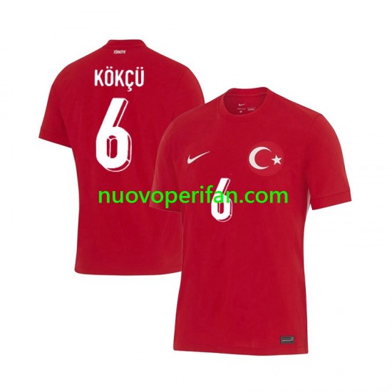 Maglie da Calcio Turchia Orkun Kokcu 6 Uomo Trasferta Tenuta Euro 2024 Maniche Corte