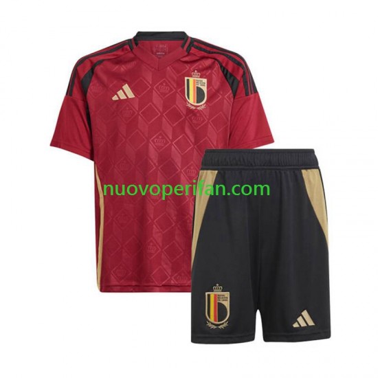 Maglie da Calcio Belgio Bambino Prima Tenuta Euro 2024 Maniche Corte