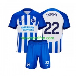 Maglie da Calcio Brighton & Hove Albion Mitoma 22 Bambino Prima Tenuta 2023-2024 Maniche Corte