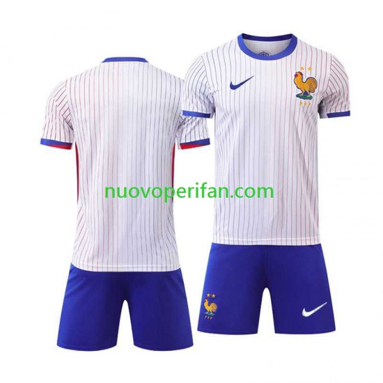 Maglie da Calcio Francia Bambino Trasferta Tenuta Euro 2024 Maniche Corte
