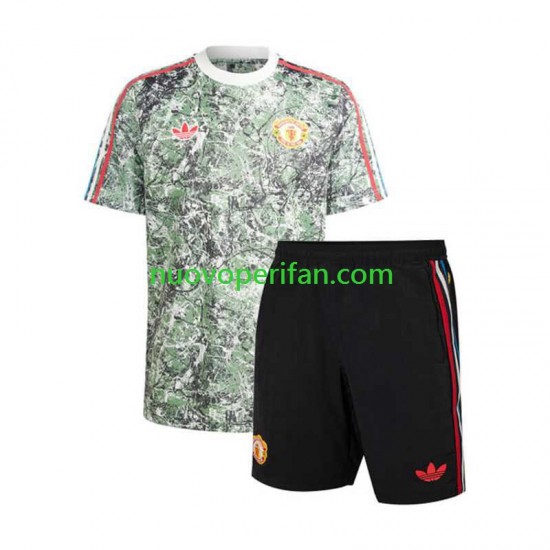 Maglie da Calcio Manchester United Stone Roses Bambino Prima Tenuta 2023-2024 Maniche Corte