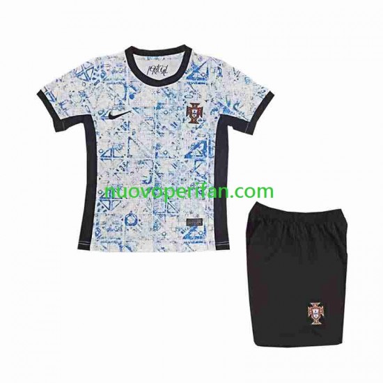 Maglie da Calcio Portogallo Bambino Trasferta Tenuta Euro 2024 Maniche Corte
