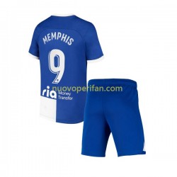 Maglie da Calcio Atlético Madrid Memphis 9 120 Anniversary Bambino Prima Tenuta 2022-2023 Maniche Corte