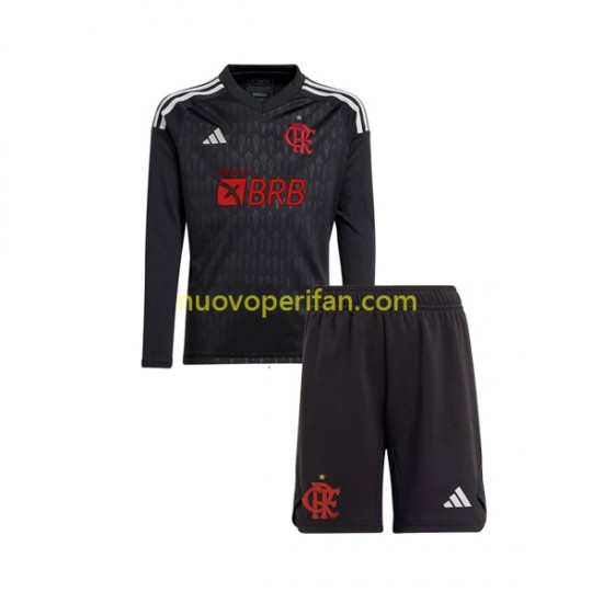 Maglie da Calcio CR Flamengo Portiere Bambino Trasferta Tenuta 2023-2024 Maniche Lunghe