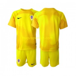 Maglie da Calcio Croazia Portiere Bambino Prima Tenuta Mondiali 2022 Maniche Corte