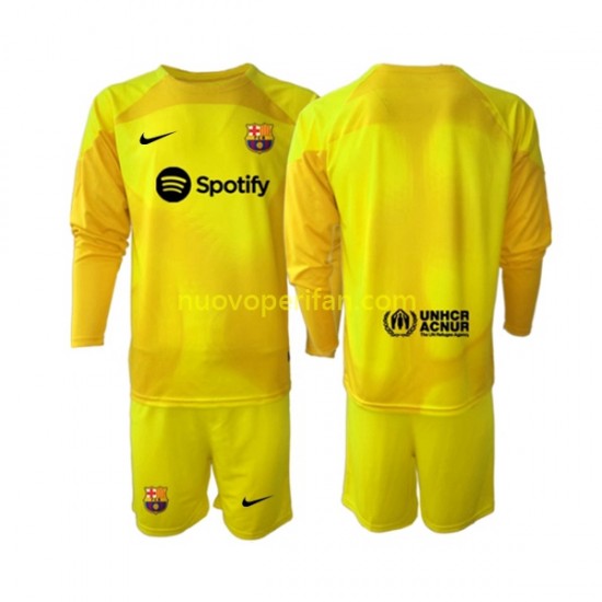 Maglie da Calcio FC Barcelona Portiere Bambino Quarta Tenuta 2022-2023 Maniche Lunghe