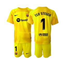 Maglie da Calcio FC Barcelona Ter Stegen 1 Portiere Bambino Quarta Tenuta 2022-2023 Maniche Corte