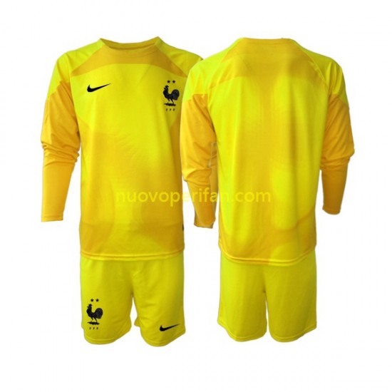 Maglie da Calcio Francia Portiere Bambino Alternativa Tenuta Mondiali 2022 Maniche Lunghe