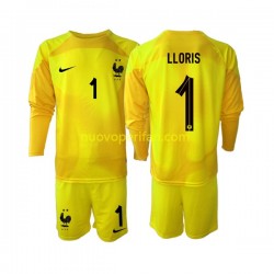 Maglie da Calcio Francia Hugo Lloris 1 Portiere Bambino Alternativa Tenuta Mondiali 2022 Maniche Lunghe