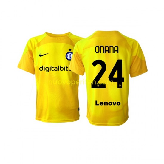 Maglie da Calcio Inter Milan Andre Onana 24 Portiere Uomo Trasferta Tenuta 2022-2023 Maniche Corte
