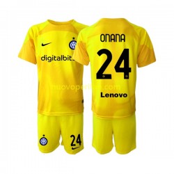 Maglie da Calcio Inter Milan Andre Onana 24 Portiere Bambino Trasferta Tenuta 2022-2023 Maniche Corte