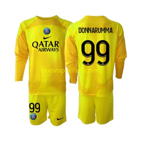 Maglie da Calcio Paris Saint-Germain Gianluigi Donnarumma 99 Portiere Bambino Alternativa Tenuta 2022-2023 Maniche Lunghe