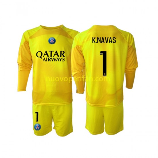 Maglie da Calcio Paris Saint-Germain K.NAVAS 1 Portiere Bambino Alternativa Tenuta 2022-2023 Maniche Lunghe