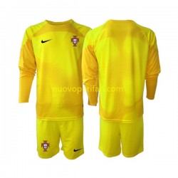 Maglie da Calcio Portogallo Portiere Bambino Prima Tenuta Mondiali 2022 Maniche Lunghe