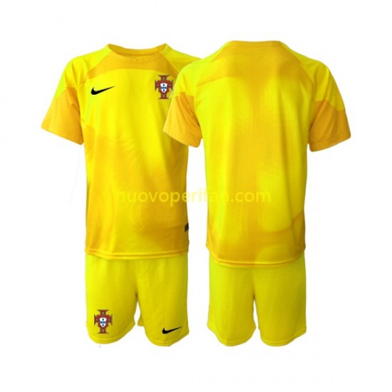 Maglie da Calcio Portogallo Portiere Bambino Prima Tenuta Mondiali 2022 Maniche Corte