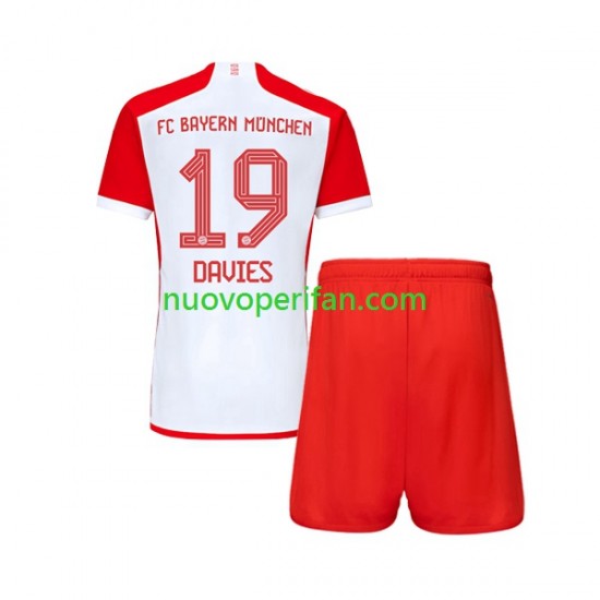Maglie da Calcio FC Bayern München Alphonso Davies 19 Bambino Prima Tenuta 2023-2024 Maniche Corte