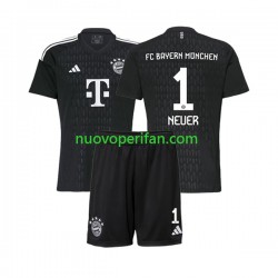 Maglie da Calcio FC Bayern München Manuel Neuer 1 Portiere Bambino Prima Tenuta 2023-2024 Maniche Corte