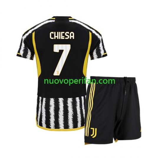 Maglie da Calcio Juventus Federico Chiesa 7 Bambino Prima Tenuta 2023-2024 Maniche Corte