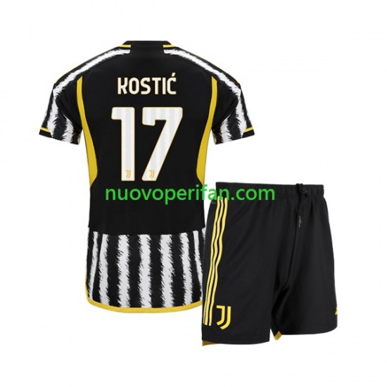 Maglie da Calcio Juventus Filip Kostic 17 Bambino Prima Tenuta 2023-2024 Maniche Corte