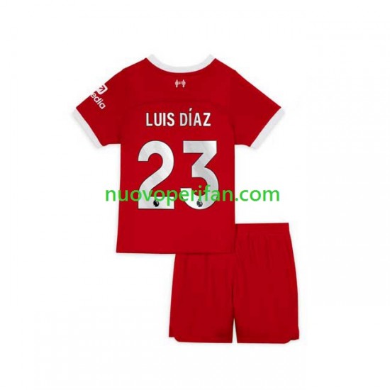 Maglie da Calcio Liverpool Luis Diaz 23 Bambino Prima Tenuta 2023-2024 Maniche Corte