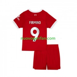 Maglie da Calcio Liverpool Roberto Firmino 9 Bambino Prima Tenuta 2023-2024 Maniche Corte