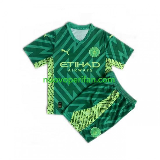 Maglie da Calcio Manchester City Portiere Bambino Prima Tenuta 2023-2024 Maniche Corte