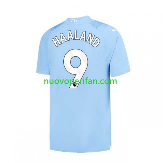Maglie da Calcio Manchester City Haaland 9 Uomo Prima Tenuta 2023-2024 Maniche Corte