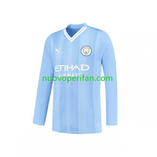 Maglie da Calcio Manchester City Uomo Prima Tenuta 2023-2024 Maniche Lunghe