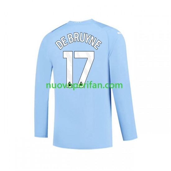 Maglie da Calcio Manchester City Kevin De Bruyne 17 Uomo Prima Tenuta 2023-2024 Maniche Lunghe