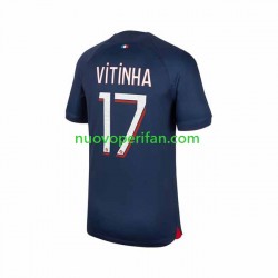 Maglie da Calcio Paris Saint-Germain Vitinha 17 Uomo Prima Tenuta 2023-2024 Maniche Corte