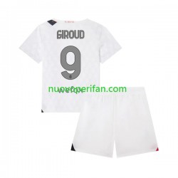 Maglie da Calcio AC Milan Olivier Giroud 9 Bambino Trasferta Tenuta 2023-2024 Maniche Corte