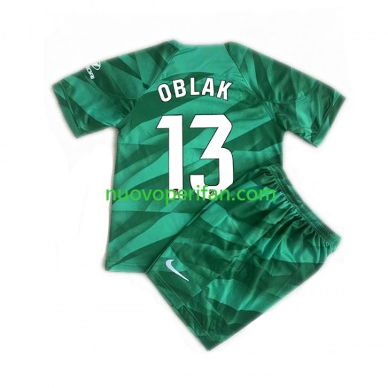 Maglie da Calcio Atlético Madrid JAN OBLAK 13 Portiere Bambino Trasferta Tenuta 2023-2024 Maniche Corte