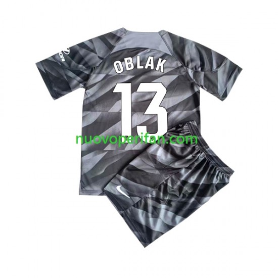 Maglie da Calcio Atlético Madrid JAN OBLAK 13 Portiere Bambino Prima Tenuta 2023-2024 Maniche Corte