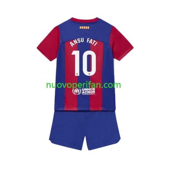 Maglie da Calcio FC Barcelona Ansu Fati 10 Bambino Prima Tenuta 2023-2024 Maniche Corte