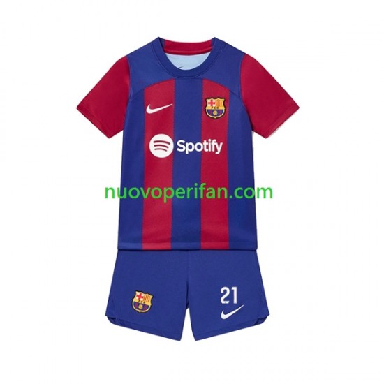 Maglie da Calcio FC Barcelona Frenkie de Jong 21 Bambino Prima Tenuta 2023-2024 Maniche Corte