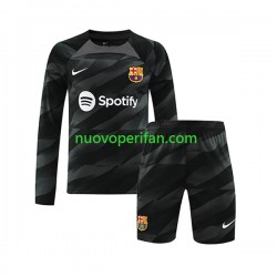 Maglie da Calcio FC Barcelona Portiere Bambino Trasferta Tenuta 2023-2024 Maniche Lunghe