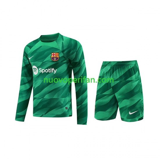 Maglie da Calcio FC Barcelona Portiere Bambino Prima Tenuta 2023-2024 Maniche Lunghe