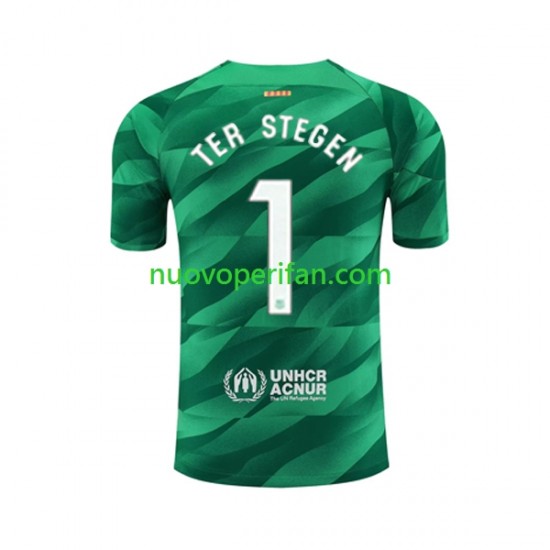 Maglie da Calcio FC Barcelona Ter Stegen 1 Portiere Uomo Prima Tenuta 2023-2024 Maniche Corte