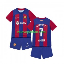 Maglie da Calcio FC Barcelona Ousmane Dembele 7 Bambino Prima Tenuta 2023-2024 Maniche Corte