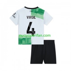 Maglie da Calcio Liverpool Virgil van Dijk 4 Bambino Trasferta Tenuta 2023-2024 Maniche Corte