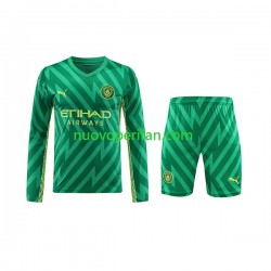 Maglie da Calcio Manchester City Portiere Bambino Prima Tenuta 2023-2024 Maniche Lunghe