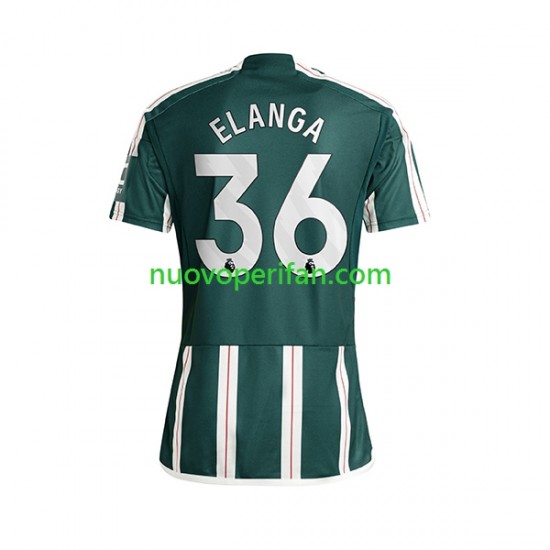 Maglie da Calcio Manchester United Anthony Elanga 36 Uomo Trasferta Tenuta 2023-2024 Maniche Corte