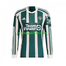 Maglie da Calcio Manchester United Uomo Trasferta Tenuta 2023-2024 Maniche Lunghe
